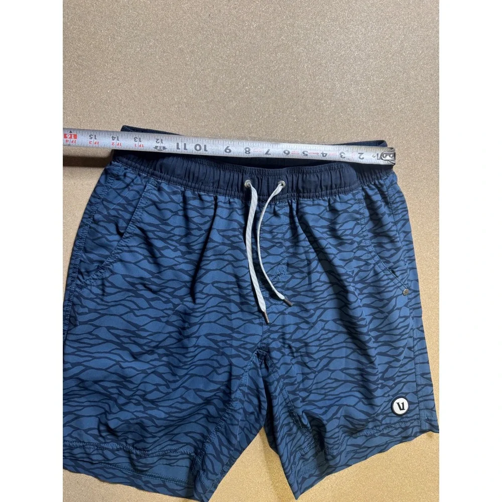 Lululemon Men's Swim Trunks Shorts Blue Black Patterned Drawstring Pockets‎
